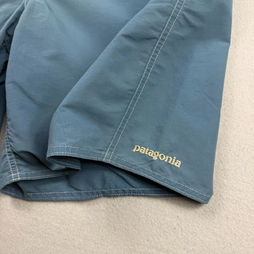 Patagonia Mens 33 Wavefarer Board Shorts Blue Tan Swim Trunks Style 86625